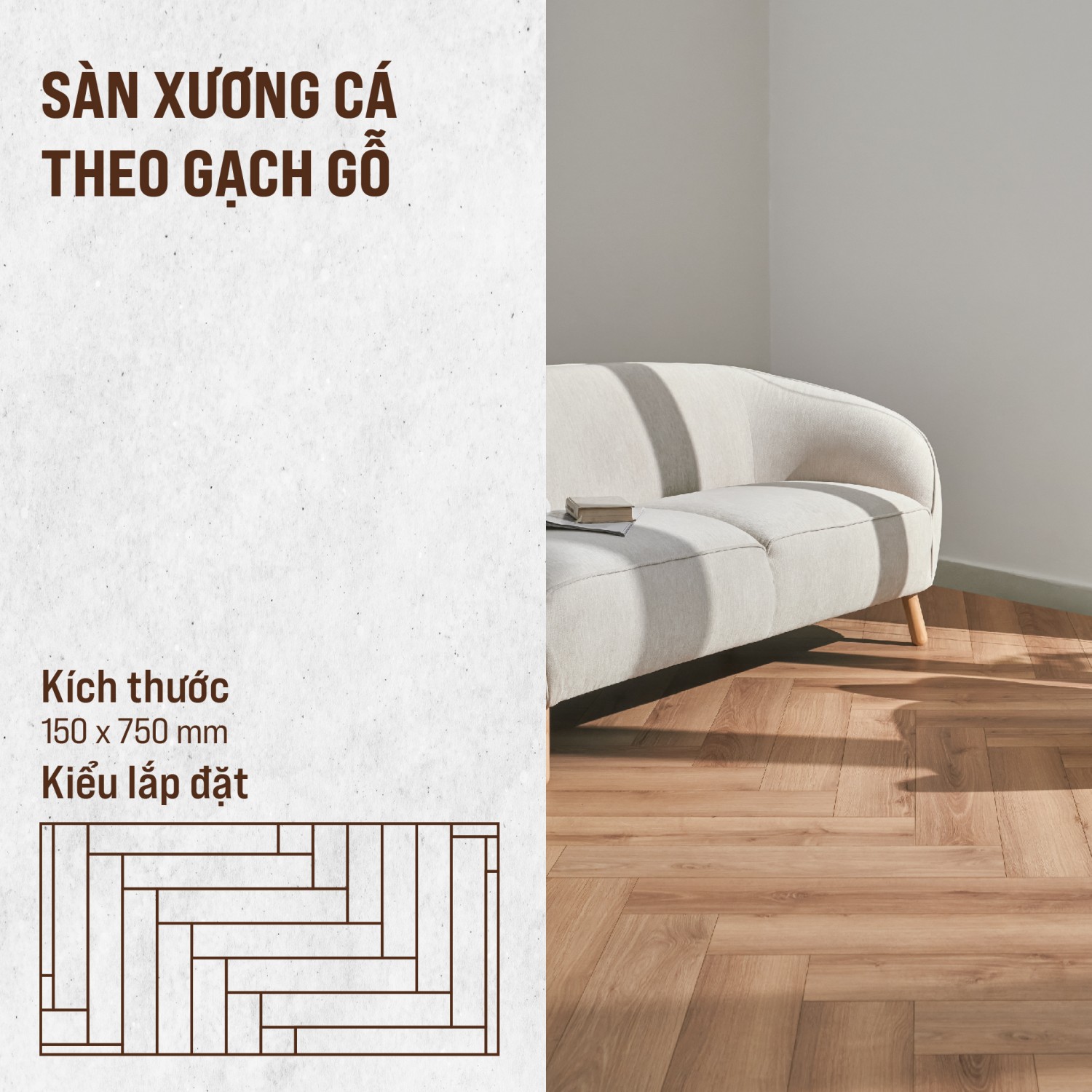 SÀN GỖ XƯƠNG CÁ THEO GẠCH GỖ